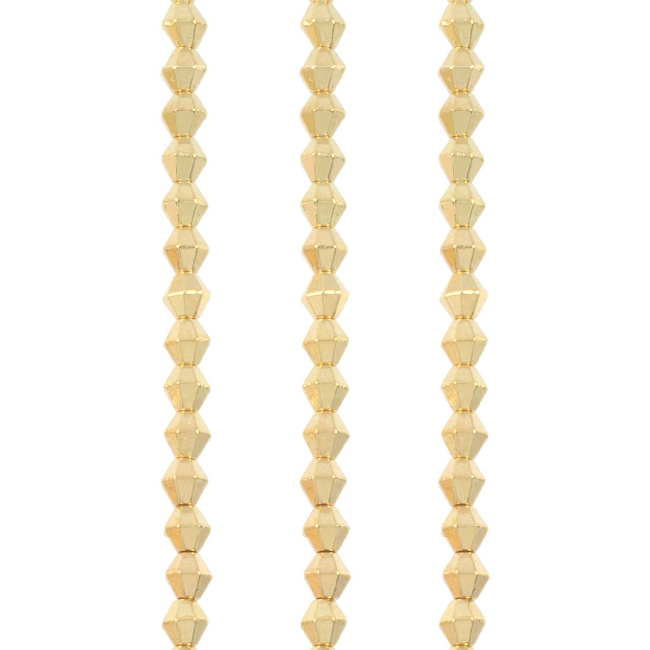 12 Pack: Gold Metal Faceted Bicone Beads, 4mm by Bead Landing™